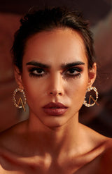 Karmaa Dhingra Adorns ANASTASIA CRESCENT CRYSTAL HOOP EARRINGS