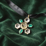 Arqa green stone flower pendant