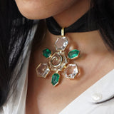 Arqa green stone flower pendant