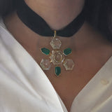 Arqa green stone flower pendant