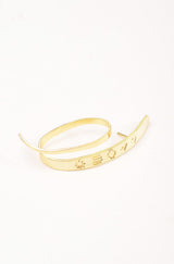 WAVE MEDALLION LONG BAR HOOPS